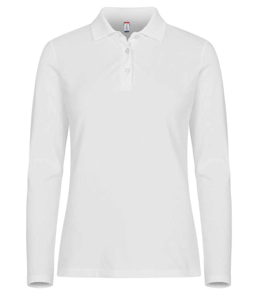 Stretch Premium Polo L/S Women – Vit