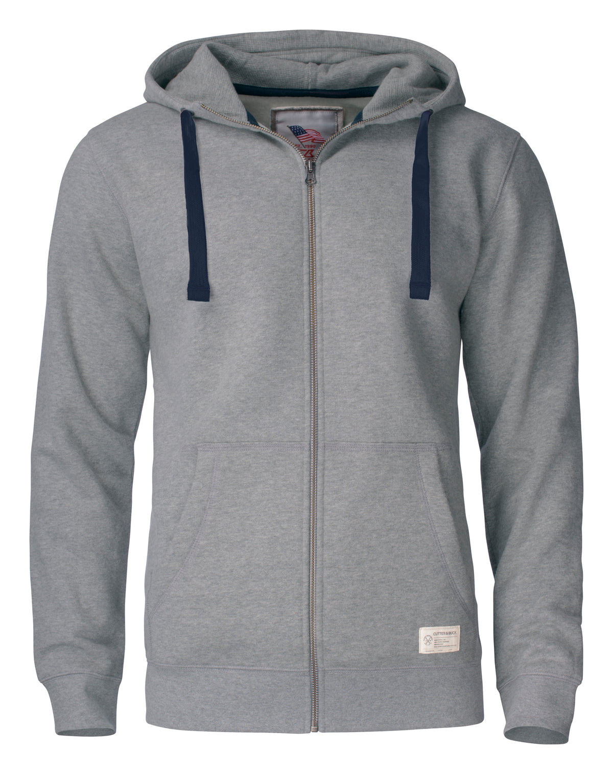 Twisp Hood Full Zip Men – Gråmelerad